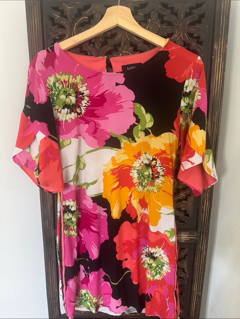 MSK Floral Mini Dress in Pink, Yellow, Green, Black